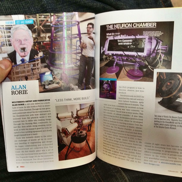 Make #34 (in stores now) features a story on me and some of my studio mates. Thanks Make for the awesome write up. #almostscientific #herodesign